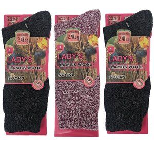 Women Lamb Wool Socks, Heavy Duty, Warm Boots Crew Sock Marled 3-Pairs NWT